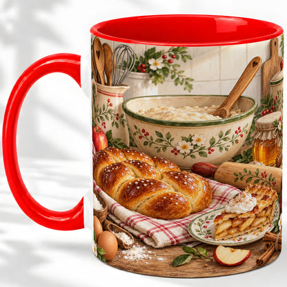 Farmhouse Baking Accent Mug, Mug with Apple Pie Kitchen Artwork