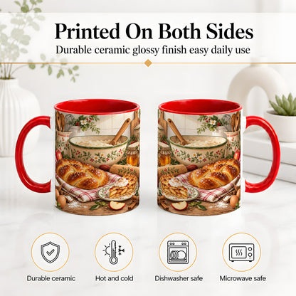 #pl[11oz|Red] Farmhouse Baking Accent Mug, Mug with Apple Pie Kitchen Artwork