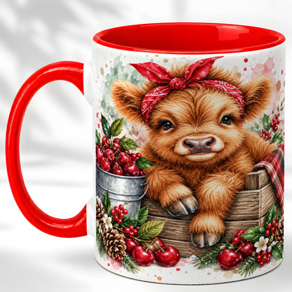 Highland Calf Coffee Mug, Rustic Farm Cow Mug, Ceramic Cup
