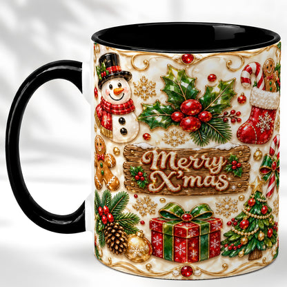 #pl[11oz|Black] Christmas Snowman Coffee Mug, Holiday Mug, Ceramic Cup
