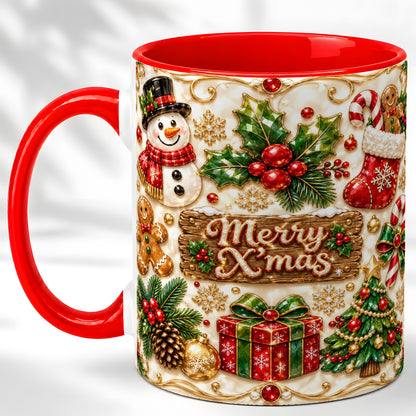 Christmas Snowman Coffee Mug, Holiday Mug, Ceramic Cup