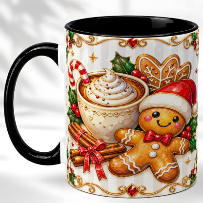 #pl[11oz|Black] Gingerbread Cocoa Coffee Mug, Christmas Cookie Mug, Ceramic Cup