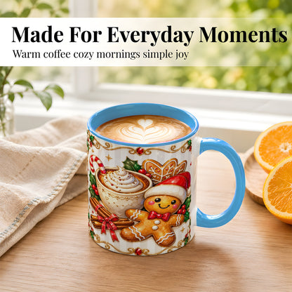 #pl[11oz|Blue] Gingerbread Cocoa Coffee Mug, Christmas Cookie Mug, Ceramic Cup
