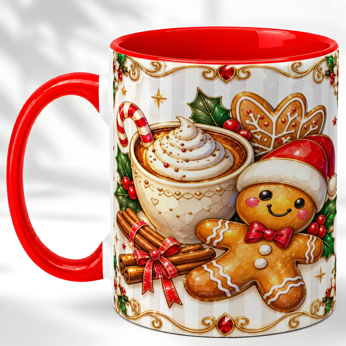 Gingerbread Cocoa Coffee Mug, Christmas Cookie Mug, Ceramic Cup