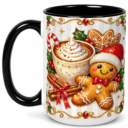 #pl[15oz|Black] Gingerbread Cocoa Coffee Mug, Christmas Cookie Mug, Ceramic Cup