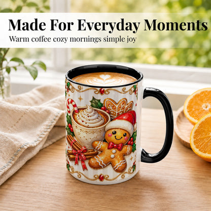 #pl[15oz|Black] Gingerbread Cocoa Coffee Mug, Christmas Cookie Mug, Ceramic Cup