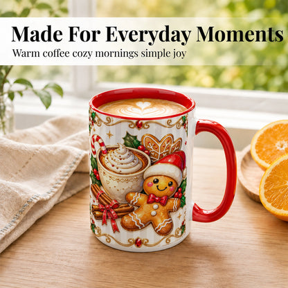 #pl[15oz|Red] Gingerbread Cocoa Coffee Mug, Christmas Cookie Mug, Ceramic Cup