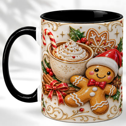 #pl[11oz|Black] Gingerbread Cocoa Coffee Mug, Christmas Mug, Ceramic Cup