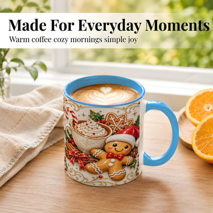 #pl[11oz|Blue] Gingerbread Cocoa Coffee Mug, Christmas Mug, Ceramic Cup