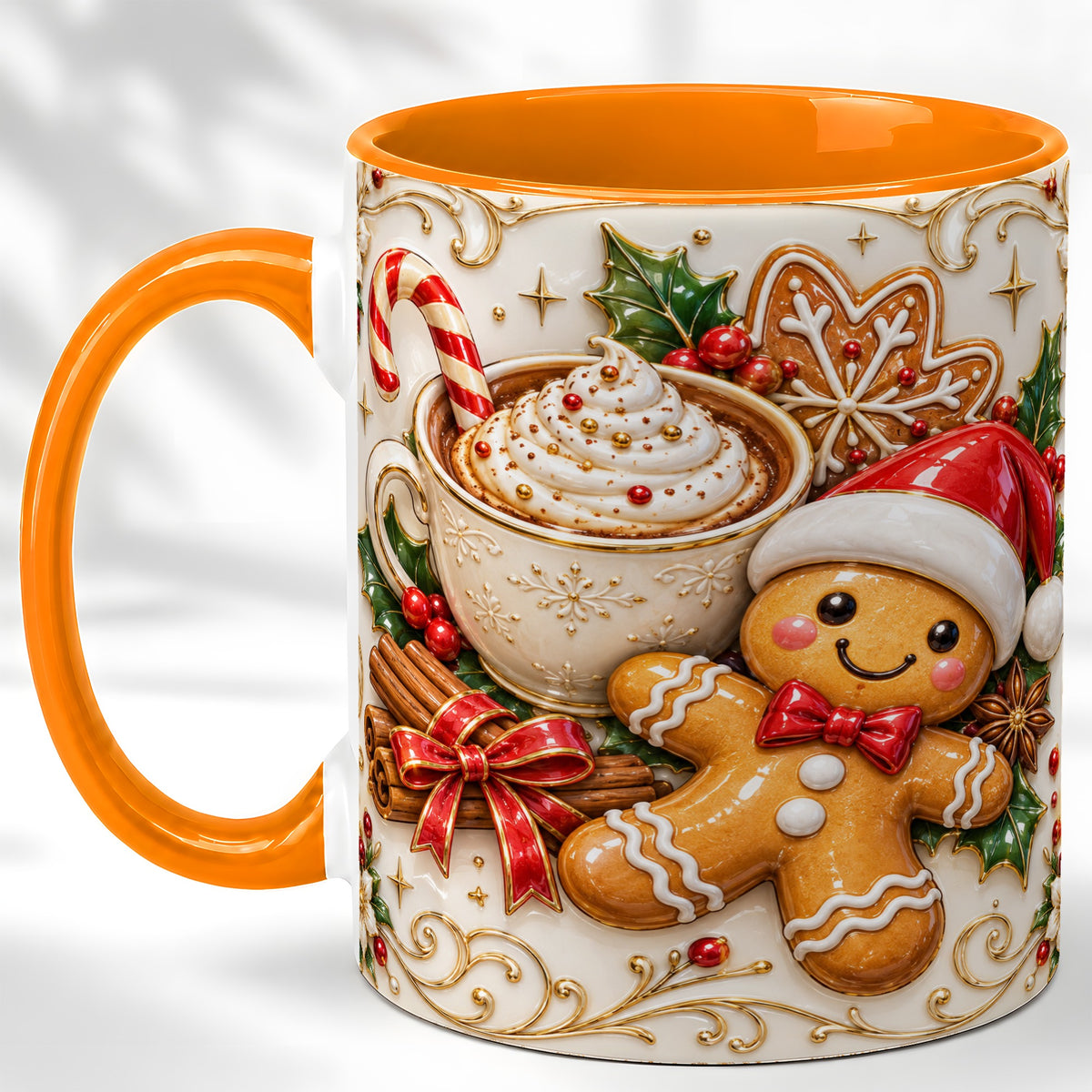 #pl[11oz|Orange] Gingerbread Cocoa Coffee Mug, Christmas Mug, Ceramic Cup