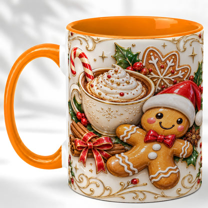 #pl[11oz|Orange] Gingerbread Cocoa Coffee Mug, Christmas Mug, Ceramic Cup