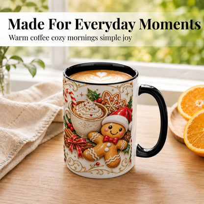 #pl[15oz|Black] Gingerbread Cocoa Coffee Mug, Christmas Mug, Ceramic Cup