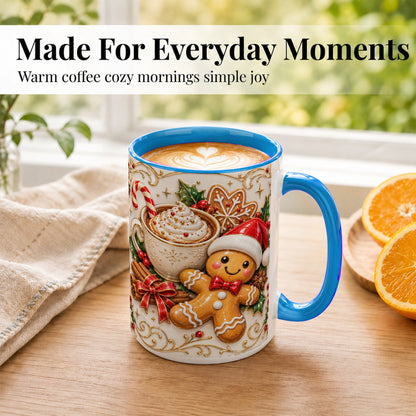 #pl[15oz|Blue] Gingerbread Cocoa Coffee Mug, Christmas Mug, Ceramic Cup