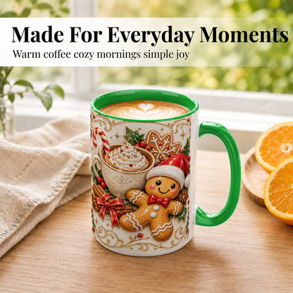 #pl[15oz|Green] Gingerbread Cocoa Coffee Mug, Christmas Mug, Ceramic Cup