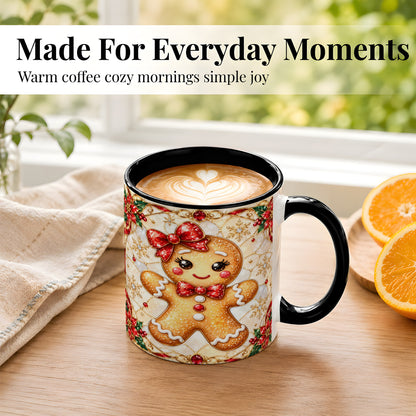 #pl[11oz|Black] Gingerbread Girl Coffee Mug, Christmas Mug, Ceramic Cup