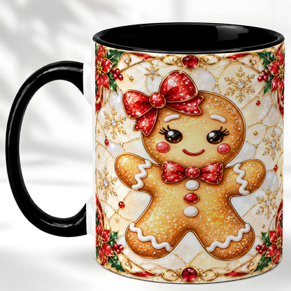 #pl[11oz|Black] Gingerbread Girl Coffee Mug, Christmas Mug, Ceramic Cup