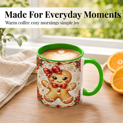 #pl[11oz|Green] Gingerbread Girl Coffee Mug, Christmas Mug, Ceramic Cup