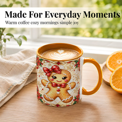 #pl[11oz|Orange] Gingerbread Girl Coffee Mug, Christmas Mug, Ceramic Cup