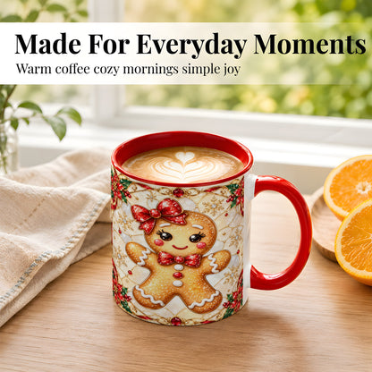 #pl[11oz|Red] Gingerbread Girl Coffee Mug, Christmas Mug, Ceramic Cup