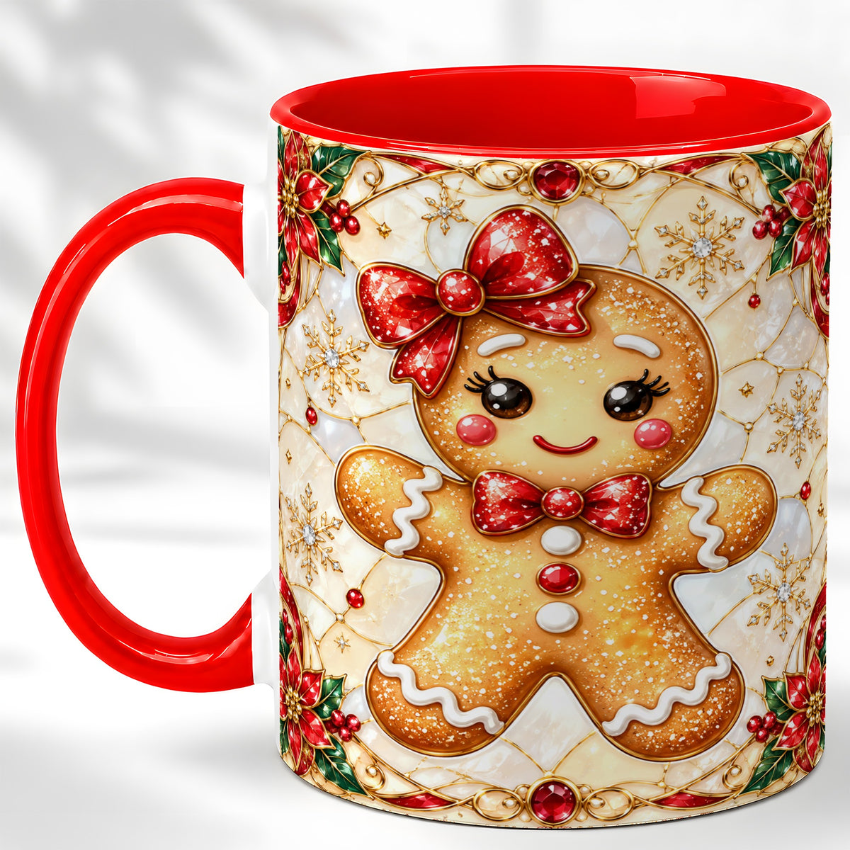 Gingerbread Girl Coffee Mug, Christmas Mug, Ceramic Cup