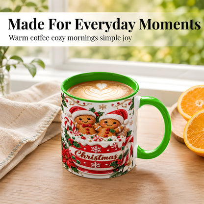 #pl[11oz|Green] Gingerbread Couple Coffee Mug, Christmas Mug, Ceramic Cup