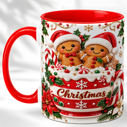 Gingerbread Couple Coffee Mug, Christmas Mug, Ceramic Cup