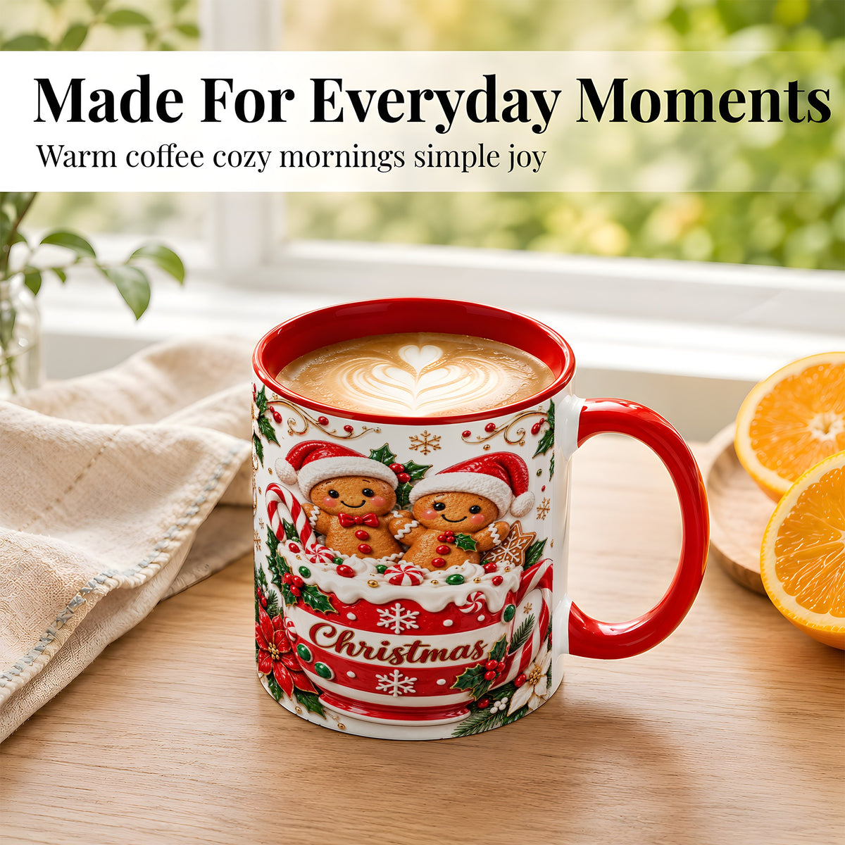 #pl[11oz|Red] Gingerbread Couple Coffee Mug, Christmas Mug, Ceramic Cup