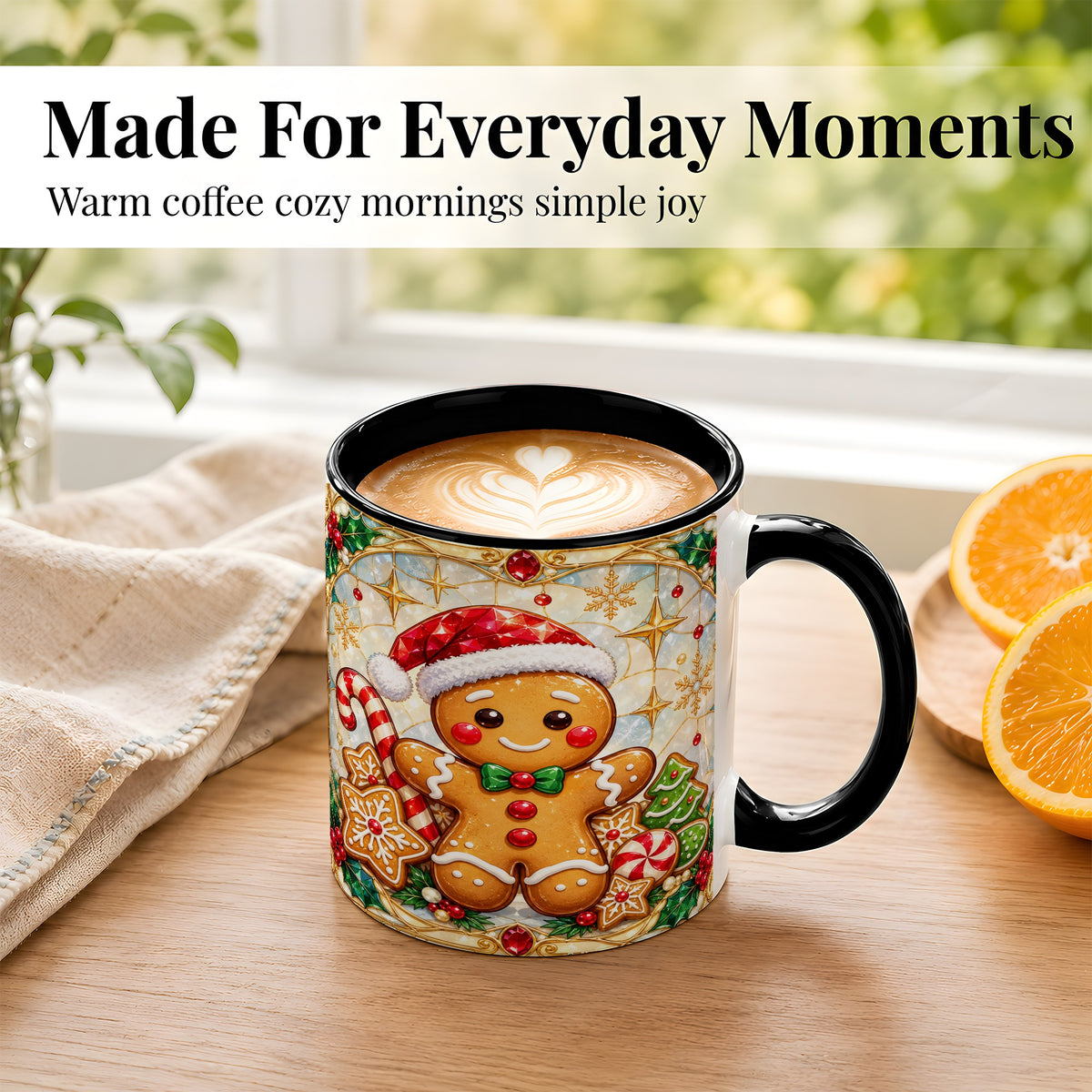 #pl[11oz|Black] Gingerbread Christmas Coffee Mug, Holiday Cookie Mug, Ceramic Cup