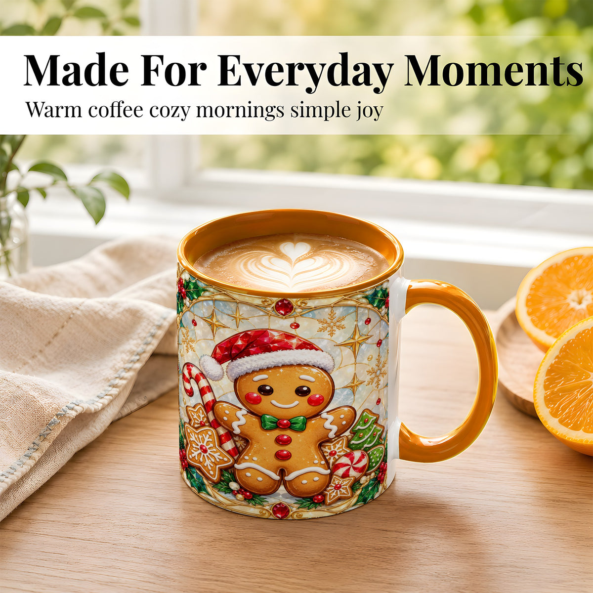 #pl[11oz|Orange] Gingerbread Christmas Coffee Mug, Holiday Cookie Mug, Ceramic Cup