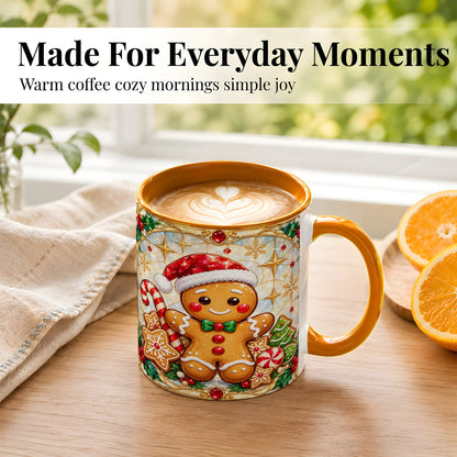 #pl[11oz|Orange] Gingerbread Christmas Coffee Mug, Holiday Cookie Mug, Ceramic Cup