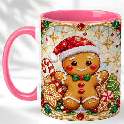 #pl[11oz|Pink] Gingerbread Christmas Coffee Mug, Holiday Cookie Mug, Ceramic Cup