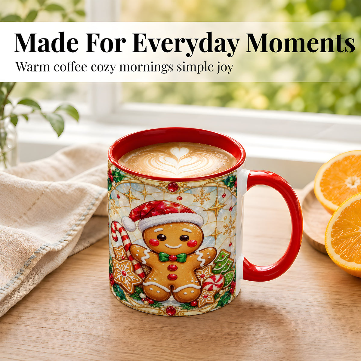 #pl[11oz|Red] Gingerbread Christmas Coffee Mug, Holiday Cookie Mug, Ceramic Cup