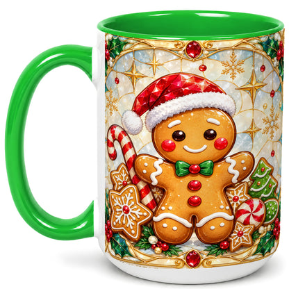#pl[15oz|Green] Gingerbread Christmas Coffee Mug, Holiday Cookie Mug, Ceramic Cup