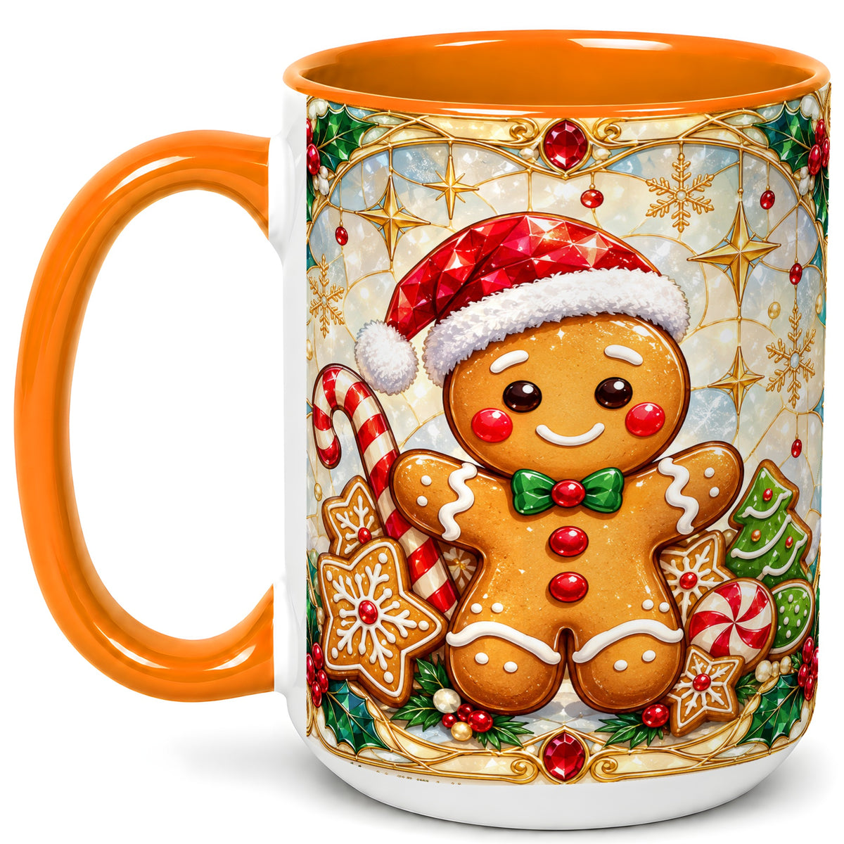 #pl[15oz|Orange] Gingerbread Christmas Coffee Mug, Holiday Cookie Mug, Ceramic Cup