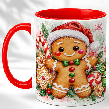 Watercolor Gingerbread Coffee Mug, Christmas Cookie Mug, Ceramic Cup