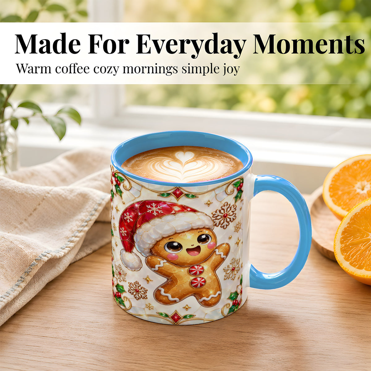 #pl[11oz|Blue] Gemstone Gingerbread Coffee Mug, Christmas Cookie Mug, Ceramic Cup