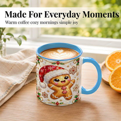 #pl[11oz|Blue] Gemstone Gingerbread Coffee Mug, Christmas Cookie Mug, Ceramic Cup