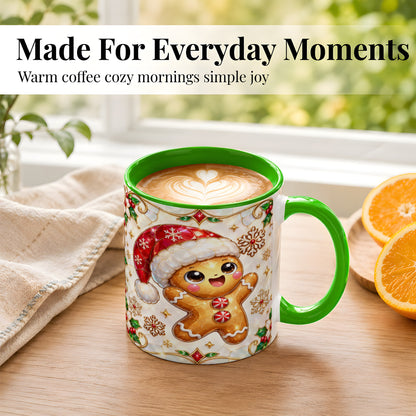 #pl[11oz|Green] Gemstone Gingerbread Coffee Mug, Christmas Cookie Mug, Ceramic Cup
