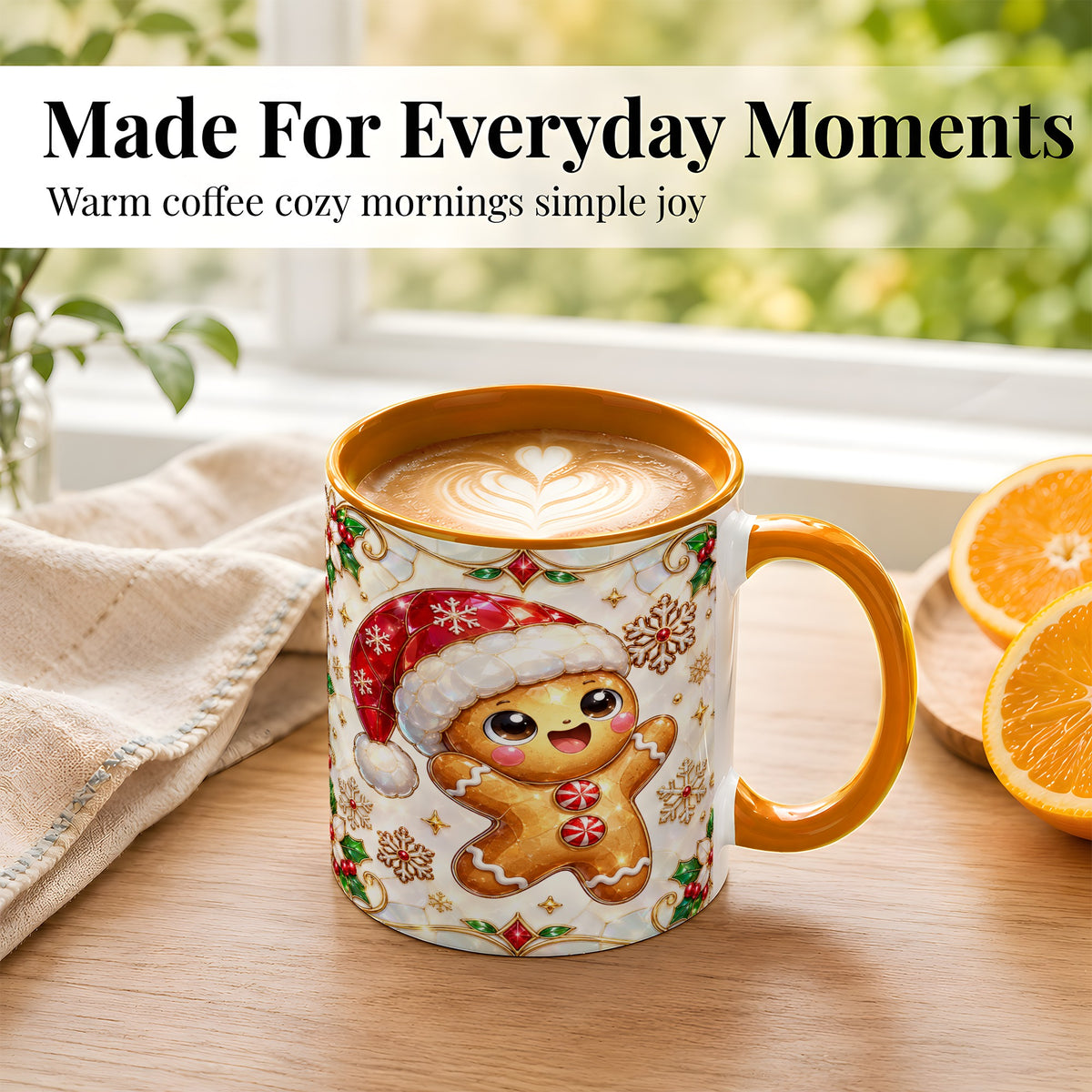 #pl[11oz|Orange] Gemstone Gingerbread Coffee Mug, Christmas Cookie Mug, Ceramic Cup