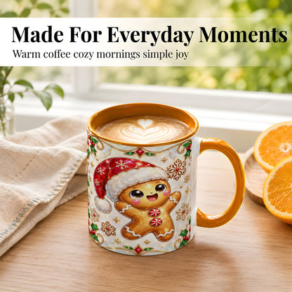 #pl[11oz|Orange] Gemstone Gingerbread Coffee Mug, Christmas Cookie Mug, Ceramic Cup