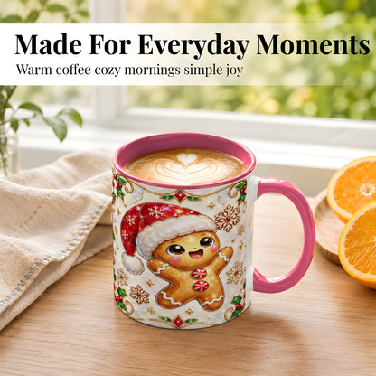 #pl[11oz|Pink] Gemstone Gingerbread Coffee Mug, Christmas Cookie Mug, Ceramic Cup