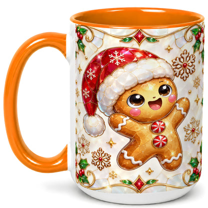 #pl[15oz|Orange] Gemstone Gingerbread Coffee Mug, Christmas Cookie Mug, Ceramic Cup