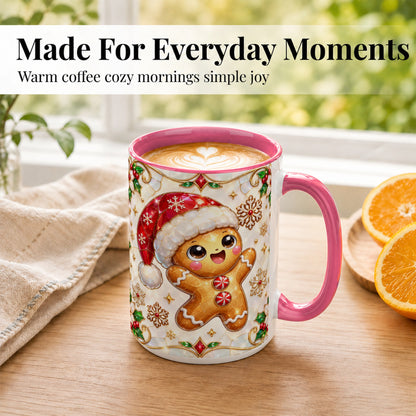 #pl[15oz|Pink] Gemstone Gingerbread Coffee Mug, Christmas Cookie Mug, Ceramic Cup