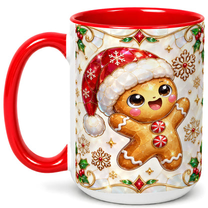 #pl[15oz|Red] Gemstone Gingerbread Coffee Mug, Christmas Cookie Mug, Ceramic Cup
