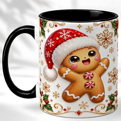#pl[11oz|Black] Glossy Gingerbread Coffee Mug, Christmas Cookie Mug, Ceramic Cup