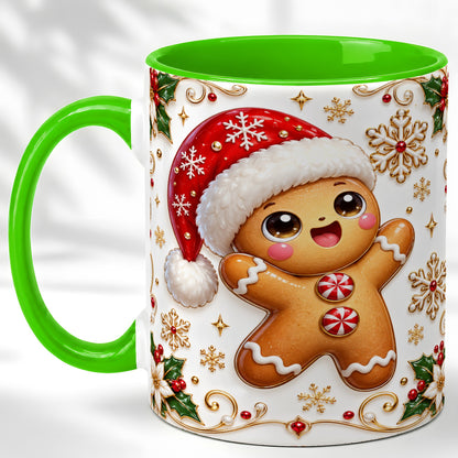 #pl[11oz|Green] Glossy Gingerbread Coffee Mug, Christmas Cookie Mug, Ceramic Cup