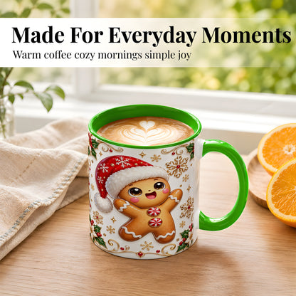 #pl[11oz|Green] Glossy Gingerbread Coffee Mug, Christmas Cookie Mug, Ceramic Cup
