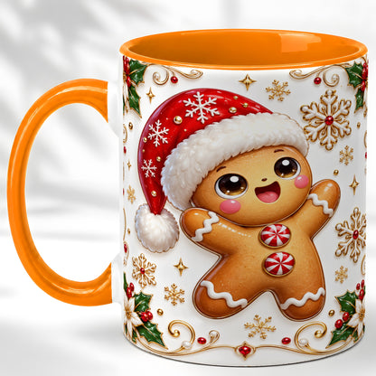 #pl[11oz|Orange] Glossy Gingerbread Coffee Mug, Christmas Cookie Mug, Ceramic Cup