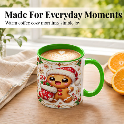 #pl[11oz|Green] Stocking Gingerbread Coffee Mug, Christmas Cookie Mug, Ceramic Cup