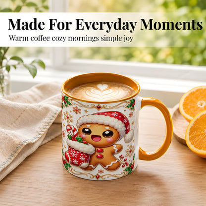 #pl[11oz|Orange] Stocking Gingerbread Coffee Mug, Christmas Cookie Mug, Ceramic Cup